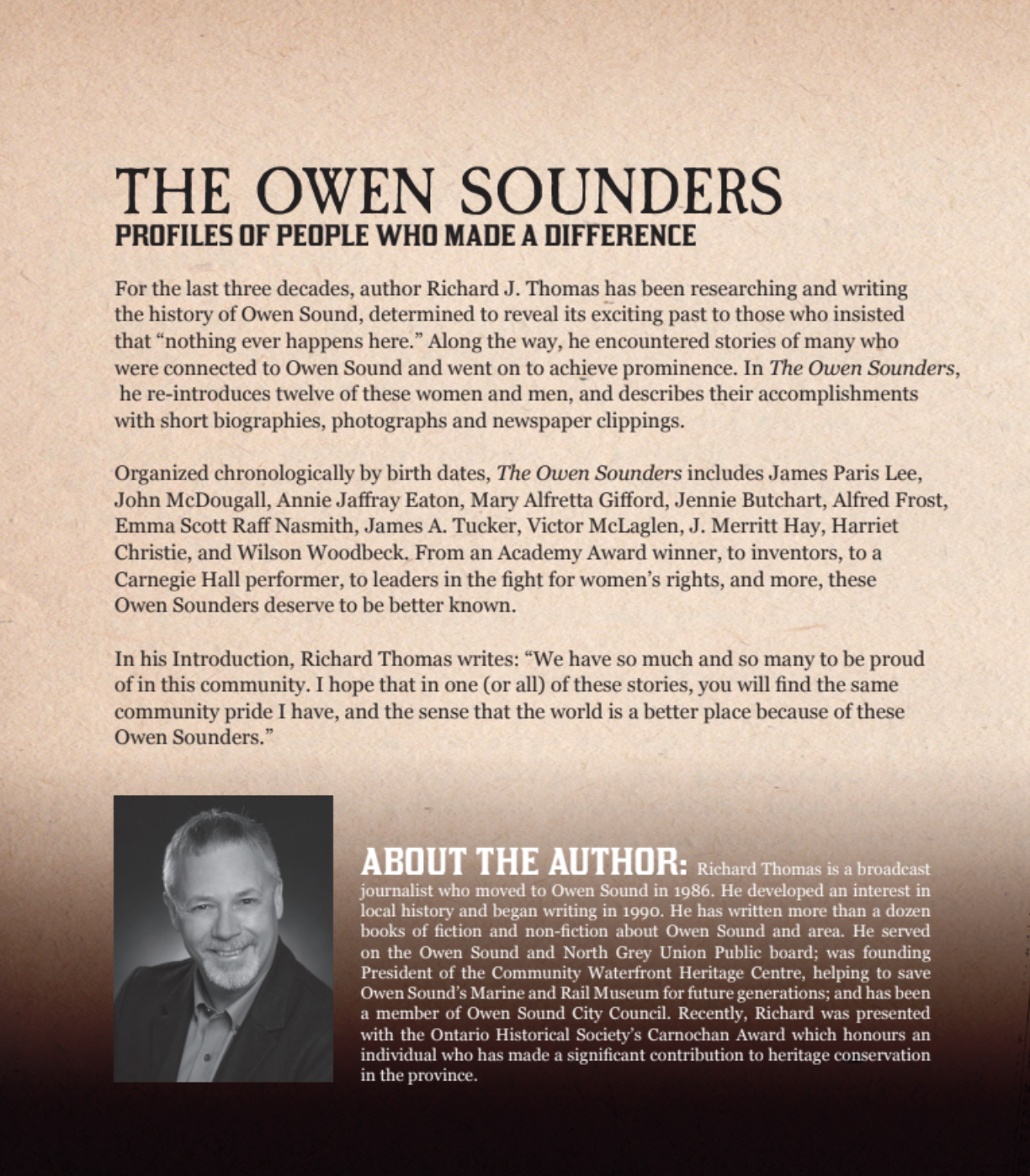 The Owen Sounders: Profiles of People Who Made a Difference